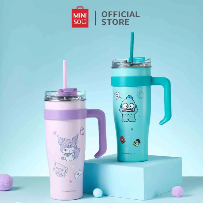 Miniso X Sanrio Botol Minum Stainless Steel Tumbler 1600mL Kuromi/My Melody Stainless Tumblr Dengan Sedotan Cooler