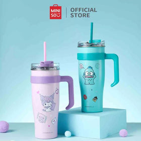 Miniso X Sanrio Botol Minum Stainless Steel Tumbler 1600mL Kuromi/My Melody Stainless Tumblr Dengan Sedotan Cooler