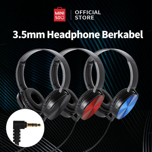 [CUCI GUDANG] MINISO Headband Wired Headset with Microphone, 3.5mm Jack Model:K-H140