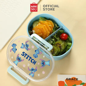 MINISO x Stitch Kotak Makan 650mL Bento Box Kotak Bekal Makan Siang Lunch Box Peralatan Silikon Kitchenware