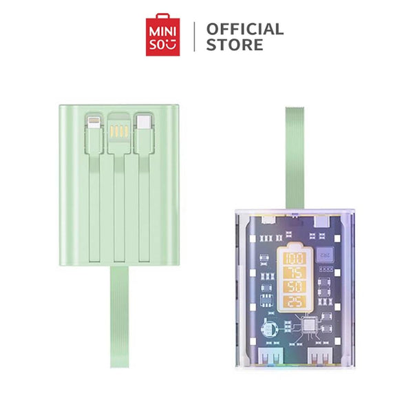 [CUCI GUDANG] Miniso Powerbank Mini 22.5W 10000mAh Fast Charging Power Bank Dual Input Output Dengan 3 Kabel