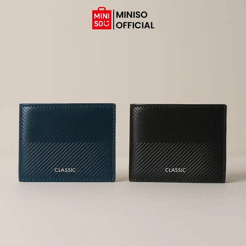 Miniso Embossed Men's Wallet Dompet Pria Lipat Dua Simple Dompet Cash
