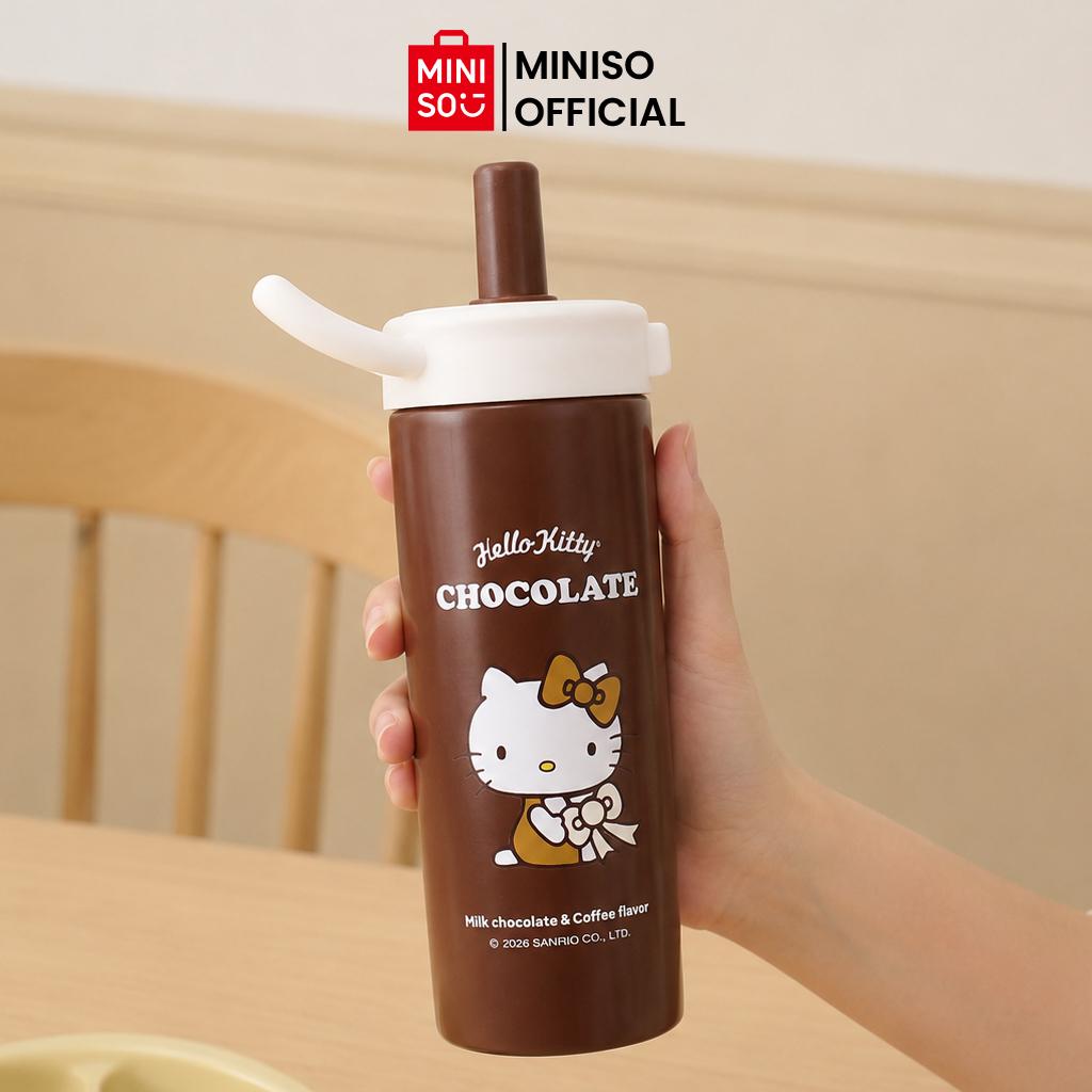 Miniso Hello Kitty Chocolate Series Double-Wall Stainless Steel Bottle with Straw 500mL Tumbler Botol Minum