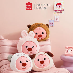 MINISO x ZANMANG LOOPY Bantal Kepala Kartun 40cm Bantal Lucu Panda Cross-Dressing Bantal Bentuk Kepala Konyol Dolls Dolls