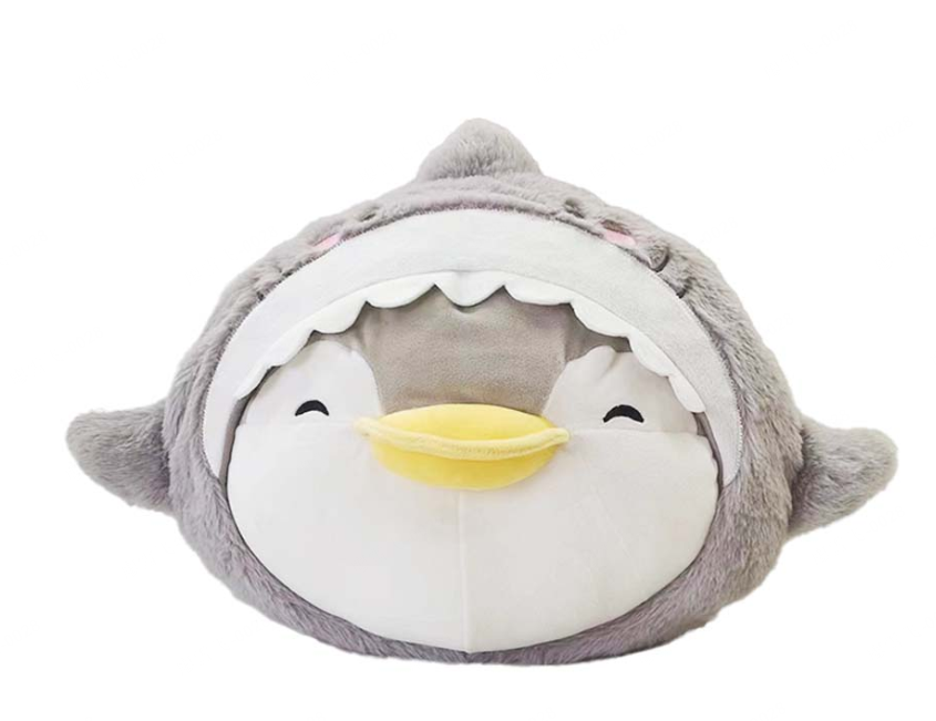 13in. Ocean Penguin Head-Shape Pillow(Gray Penman)