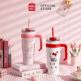 Miniso X Sanrio Botol Minum Stainless Steel Tumbler 1600mL Kuromi/My Melody Stainless Tumblr Dengan Sedotan Cooler