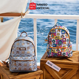 Miniso One Piece Collection All-over Print Backpack Tas Ransel Sekolah Kerja Backpack Karakter Anime Luffy Chopper Zoro