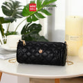 [CUCI GUDANG] MINISO Tas Selempang Wanita Crossbody Bag Barel Quilted Pola Kisi Berlian Klasik Kunci Perangkat Keras Kulit Lembut