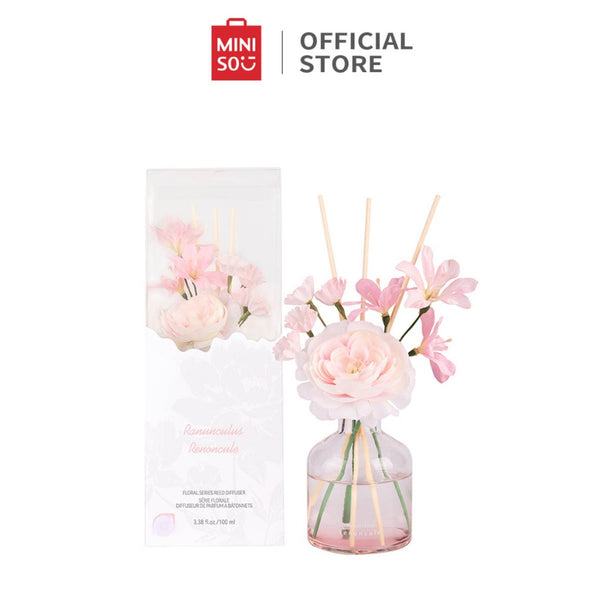 Miniso Penyebar Buluh Floral Series Reed Diffuser Dekorasi Bunga Berkah Dekorasi Rumah Wanginya Segar dan Tahan Lama 100ml