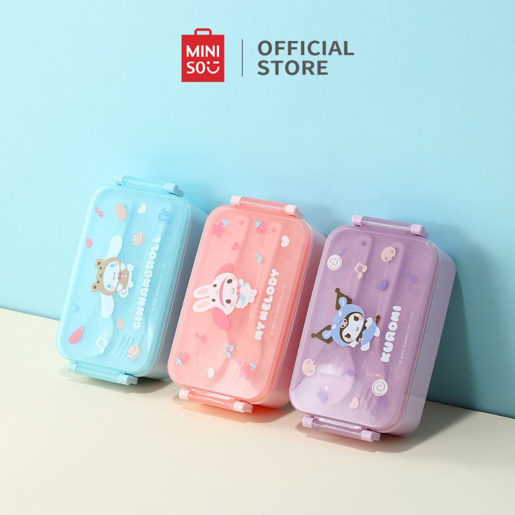 MINISO X Sanrio Characters Bento Box Kotak Makan Dilengkapi Alat Makan Karakter Sanrio Lunch Box Tempat Bekal