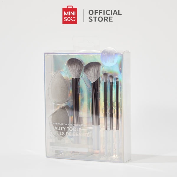 Miniso Kuas Rias & Spons Make up Brush Beauty Blender Rias Set Aksesori Riasan Mudah Dibawa Set Perjalanan Spons Kecantikan