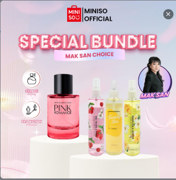 MINISO Parfum Pink Romance Wanita Floral Wangi FREE 3 pcs Body Mist Red Fruits Magnolia Apricort Twinkling Stars wangi