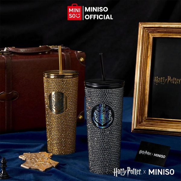 Miniso X Harry Potter Botol Minum Termos Tumbler Minum Diamond Straw Steel Cup 650mL Termos Stainless Steel