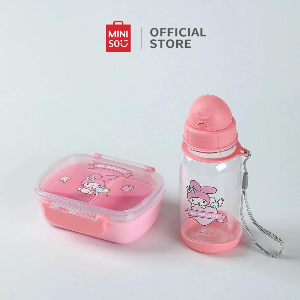 Miniso x Stitch My Melody Kuromi Lunch Box Bento Box & Water Bottle Set Kotak Kemasan Makanan Bahan Ramah Lingkungan