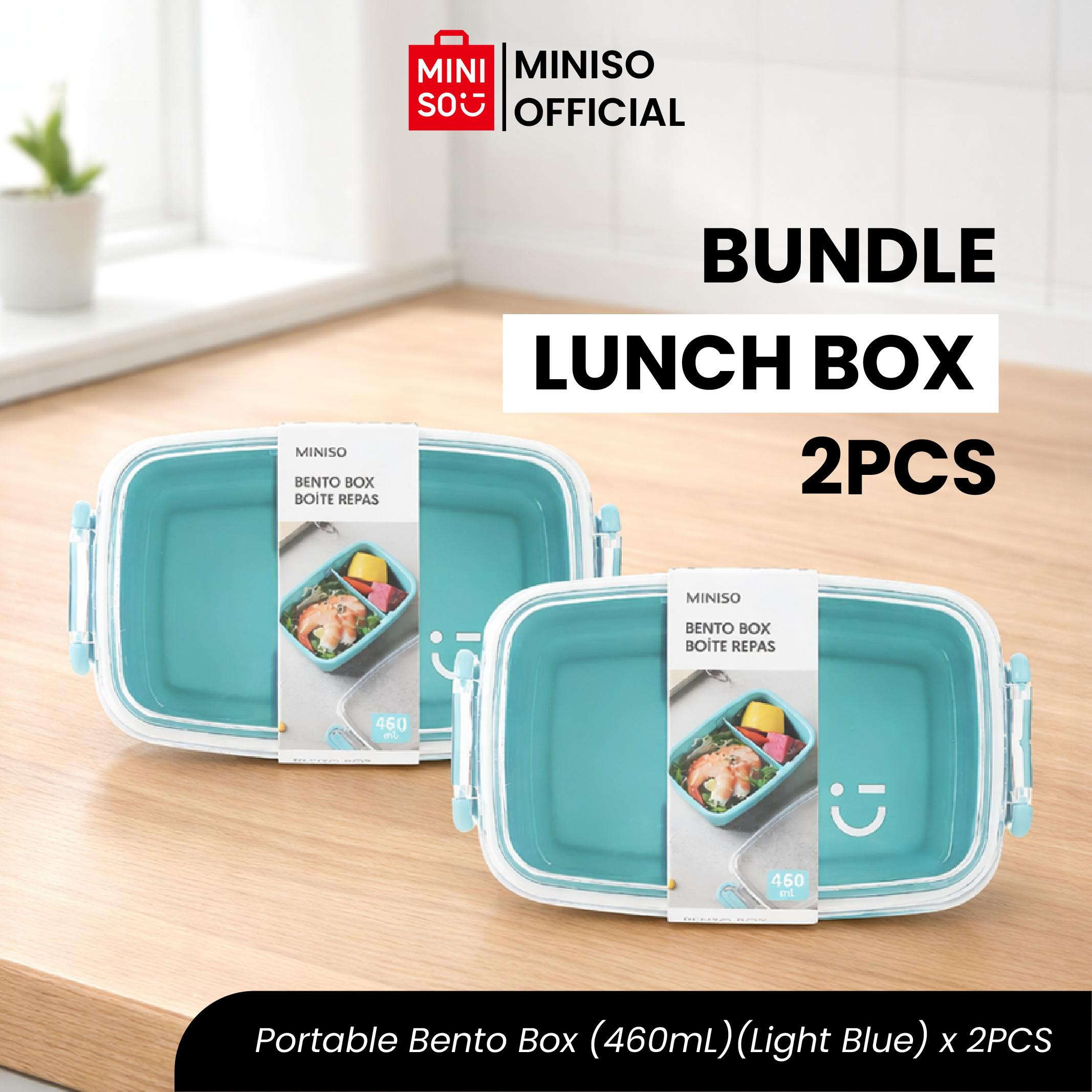 [BUNDLE 2PCS] Miniso Portable Bento Box 460mL Lunch Box Kotak Makan Tempat Bekal Anak Dewasa Sekolah Kantoran Simpel