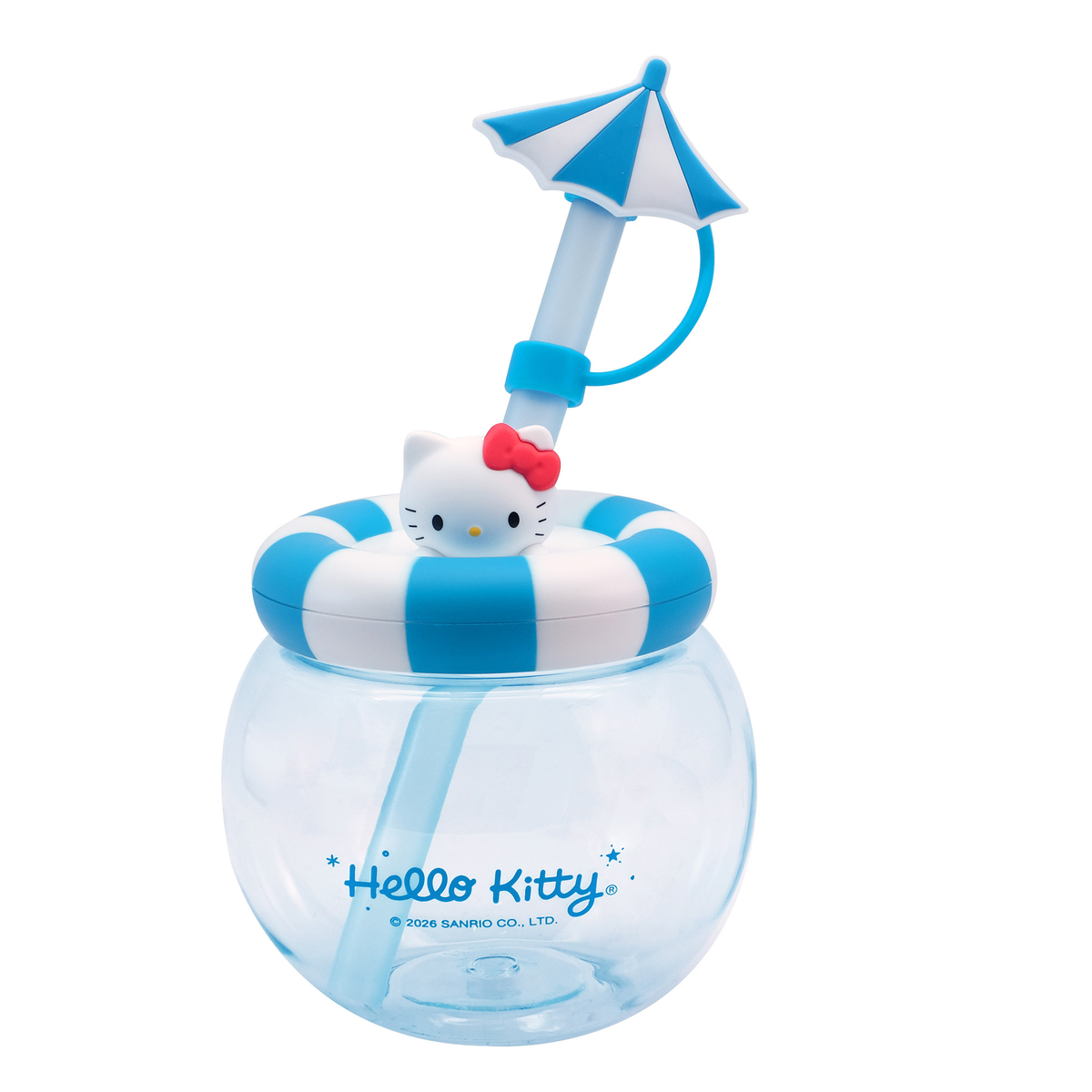 Miniso Hello Kitty Jump into Summer Collection Straw Plastic Tumbler with Decoration 600mL Bottle Botol Minum