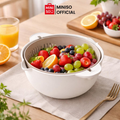 MINISO Classic Series Double Layer Colander Penyaring Sayur Buah Multifungsi Mangkok Saringan