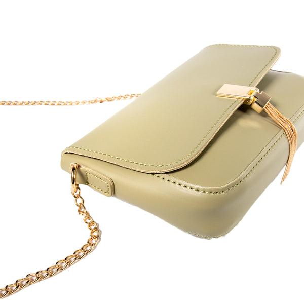 MINISO Tas Selempang Wanita / Sling Bag / Tas Bahu Cewek Pesta Rantai Logam Model Terbaru 2020 Import Kulit PVC Wanita Remaja Anak Perempuan Kekinian Polos Simple Elegan Rumbai Tassel Lucu