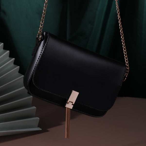MINISO Tas Selempang Wanita / Sling Bag / Tas Bahu Cewek Pesta Rantai Logam Model Terbaru 2020 Import Kulit PVC Wanita Remaja Anak Perempuan Kekinian Polos Simple Elegan Rumbai Tassel Lucu
