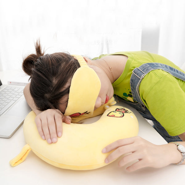 MINISO MARVEL Bantal Leher + Penutup Mata, Travel Pesawat U-shaped Neck Pillow + Eye Mask, Bantal Leher Bantal Kepala Spider man / Iron Man / Hulk / Captain America / Thor / Captain Marvel