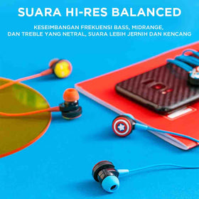 MINISO Marvel Earphone In Ear / Headset / Earbud / Headphone Hp Karakter Lucu Kabel Gaming Android Warna Stereo Noise Cancelling Bass With Mic Mikrofon Jawab Akhiri Panggilan Penyesuaian Kabel