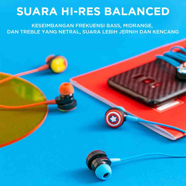 MINISO Marvel Earphone In Ear / Headset / Earbud / Headphone Hp Karakter Lucu Kabel Gaming Android Warna Stereo Noise Cancelling Bass With Mic Mikrofon Jawab Akhiri Panggilan Penyesuaian Kabel