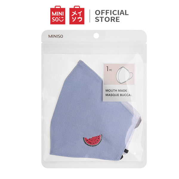 MINISO Masker Wajah Mulut Bahan Kain Lembut Lucu Buah Bisa Dicuci, 1 Piece Warna produk dikirim random