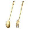 MINISO Set Sendok Garpu 2 Pcs Traveling Travel Peralatan Makan Tableware Portable Alat Stainless Steel Alat Makan Set Cutlery Stainless Anak Dewasa Fork Spoon Dapur Berkualitas High Quality Premium Simple Warna Emas Premium
