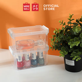 MINISO Kotak Penyimpanan 2 Two-layer Lapis Storage Box Serbaguna Multifungsi Transparan Plastik Premium