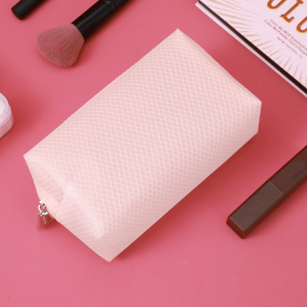MINISO Tas kosmetik persegi bahan jala buram Storage Bag Tas Set Tas Perlengkapan Mandi Tahan Lama