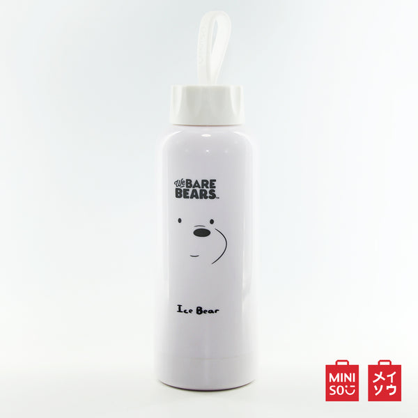 MINISO X We Bare Bears Botol Minum Air Kaca Karakter Lucu Gelas Bottle 300ml