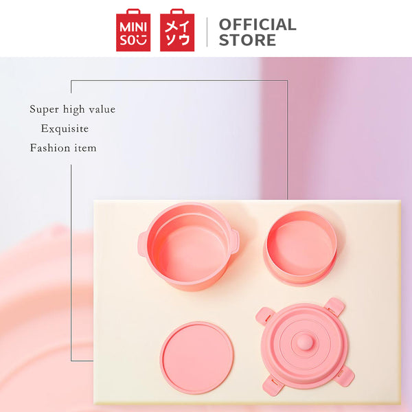 MINISO Kotak Makan Siang Penyimpanan Makanan Minum Lunch Box 650ml 2 Layar Alat Dapur Rumah Tangga Wadah Bento Rantang Susun Tingkat Set Sekolah Anak Dewasa Perempuan Cowok  Container Nasi Mie Sup Soup Kantor Kerja Anti Panas Bocor Sekat Besar Premium