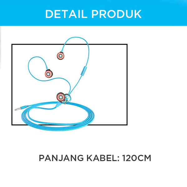 MINISO Marvel Earphone In Ear / Headset / Earbud / Headphone Hp Karakter Lucu Kabel Gaming Android Warna Stereo Noise Cancelling Bass With Mic Mikrofon Jawab Akhiri Panggilan Penyesuaian Kabel