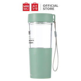 MINISO Botol Minum Plastik Travel Transparan Water Bottle Clear Transparant Plastic BPA Free 410ml (Hijau)