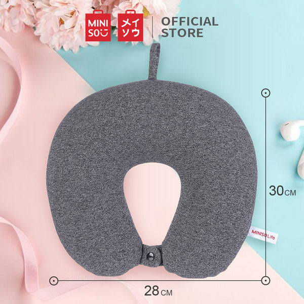 MINISO Bantal Leher Travel Isi Butiran Pasir Lembut Nyaman Neck Pillow Mobil