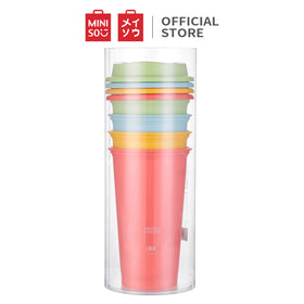 MINISO Cangkir Cup Minum Tempat Air Minum Set 4 Gelas Water Bottle Wadah Penyimpanan Dewasa Anak Perempuan Laki Sekolah Travel Rumah Plastik Lucu Premium Portable Ringan Simple
