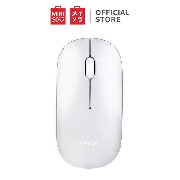 MINISO Mouse Wireless Mouse Bluetooth Laptop Slim Tipis Destop Komputer Dengan Receiver USB untuk PC Dpi Universal Premium - Perak