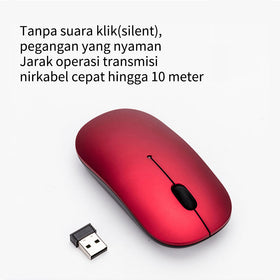 MINISO Mouse Wireless Mouse Bluetooth Laptop Slim Tipis Destop Komputer Dengan Receiver USB untuk PC Dpi Universal Premium - Perak