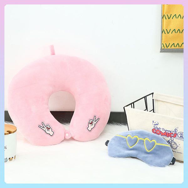MINISO Bantal Leher Dengan Penutup Mata Eye Mask U Pillow 2 in 1