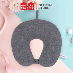MINISO Bantal Leher Travel Isi Butiran Pasir Lembut Nyaman Neck Pillow Mobil