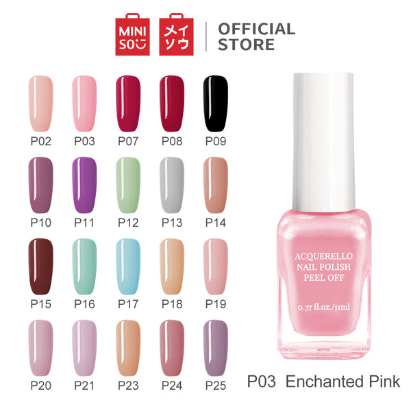 MINISO 11ML Cat Kuku Kutek Glossy Peel Off Dapat merobek cat kuku Kutek Gel Nail polish, Poles Pewarna Wanita, Nail Polish Assorted Colours