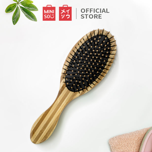 MINISO Sikat Rambut Bantal Udara Kayu Alam Campur Bambu