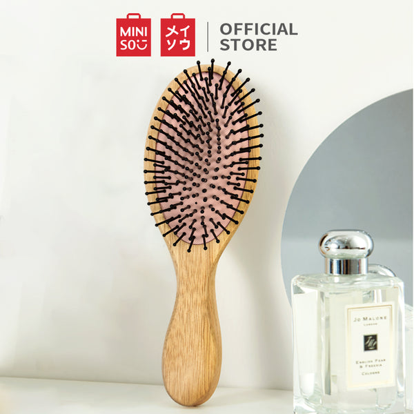 MINISO Sikat Rambut Bantal Udara Kayu Alam Medium