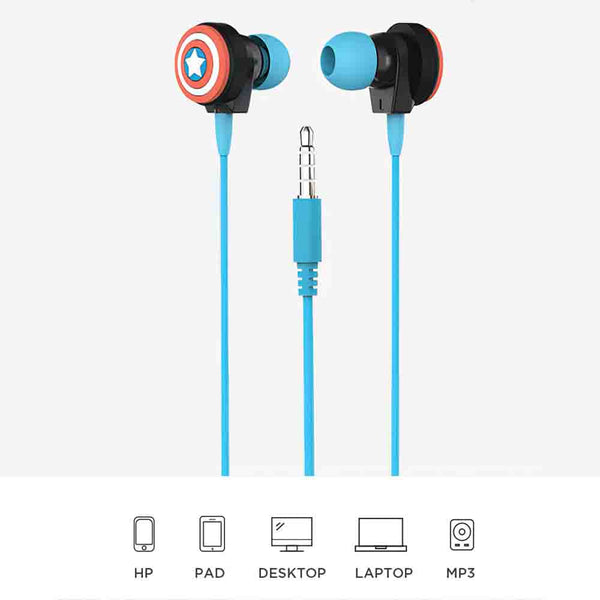 MINISO Marvel Earphone In Ear / Headset / Earbud / Headphone Hp Karakter Lucu Kabel Gaming Android Warna Stereo Noise Cancelling Bass With Mic Mikrofon Jawab Akhiri Panggilan Penyesuaian Kabel