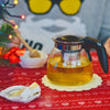 MINISO Teko Kaca 900ml Tahan Panas Kaca Teh Saringan Teapot Tea Pot