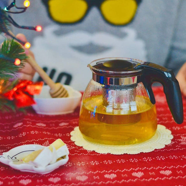 MINISO Teko Kaca 900ml Tahan Panas Kaca Teh Saringan Teapot Tea Pot