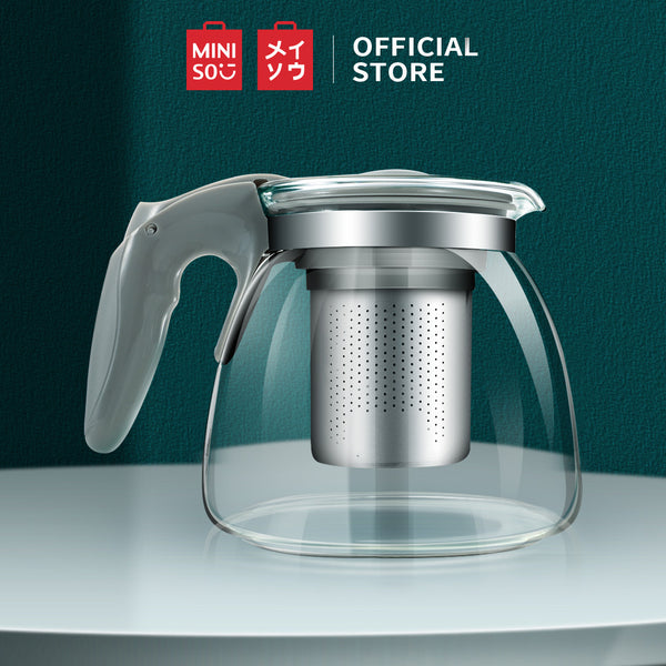 MINISO Teko Kaca 900ml Tahan Panas Kaca Teh Saringan Teapot Tea Pot