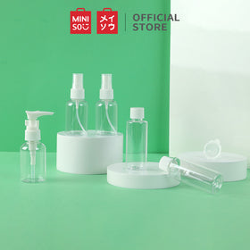 MINISO Travel Bottle Set 5 Pcs MX0180 Transparan Botol Spray Semprot Kosong Lotion Travel Bottle Kecil Mini Multifungsi Makeup