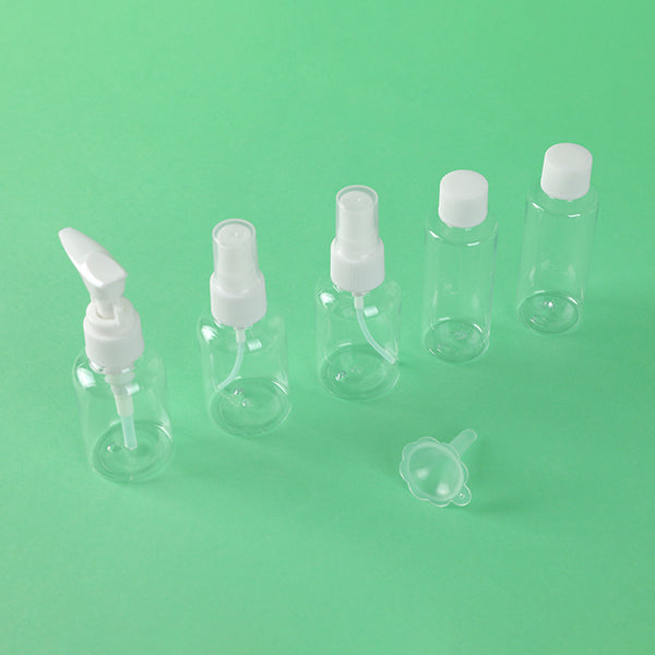 MINISO Travel Bottle Set 5 Pcs MX0180 Transparan Botol Spray Semprot Kosong Lotion Travel Bottle Kecil Mini Multifungsi Makeup
