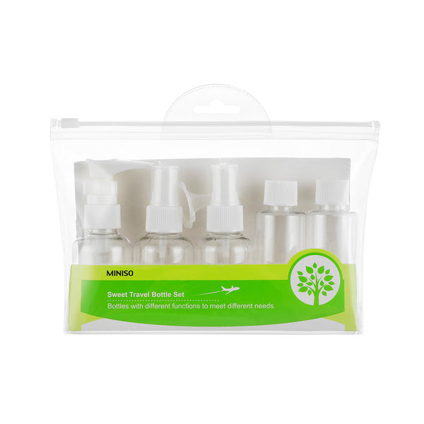 MINISO Travel Bottle Set 5 Pcs MX0180 Transparan Botol Spray Semprot Kosong Lotion Travel Bottle Kecil Mini Multifungsi Makeup